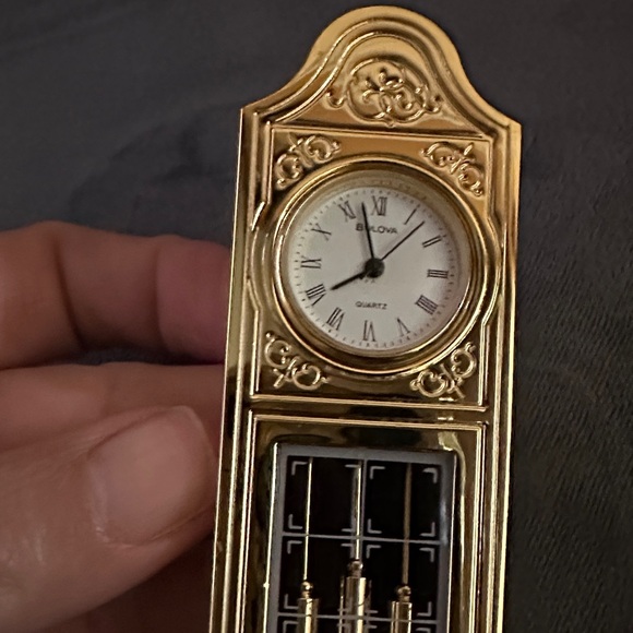 Bulova Gold Mini Grandfather Clock - Picture 9 of 11
